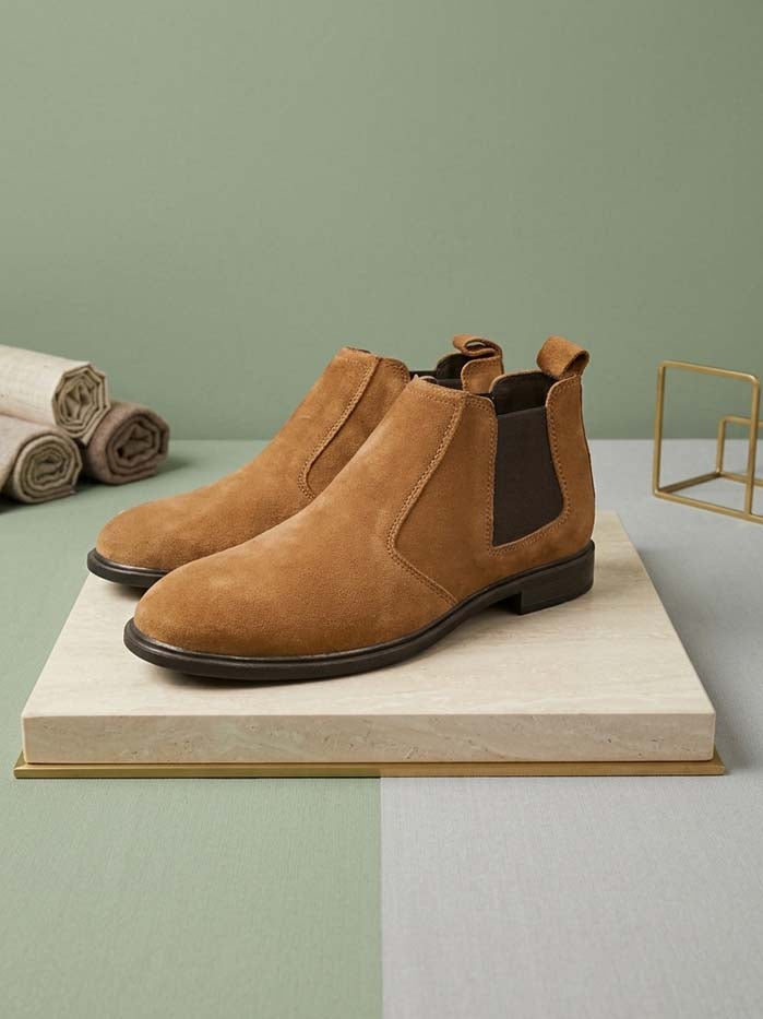 Men's Suede Leather Chelsea Boots with Rubber Sole – SKU 333