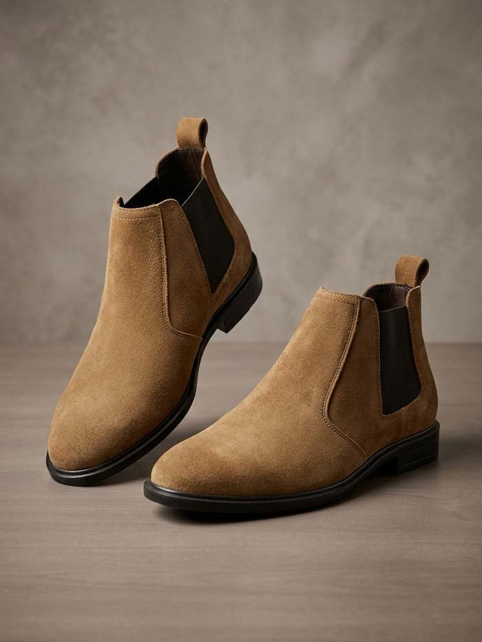 Men's Suede Leather Chelsea Boots with Rubber Sole – SKU 333