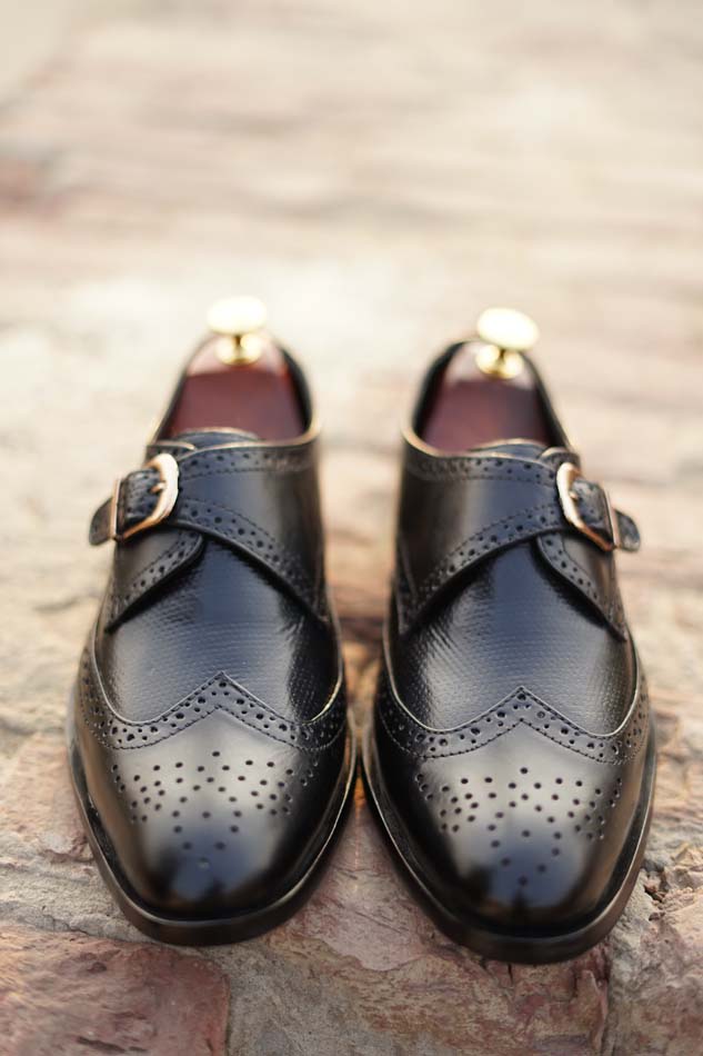Men's Black Single Monk Strap Shoes – SP 078