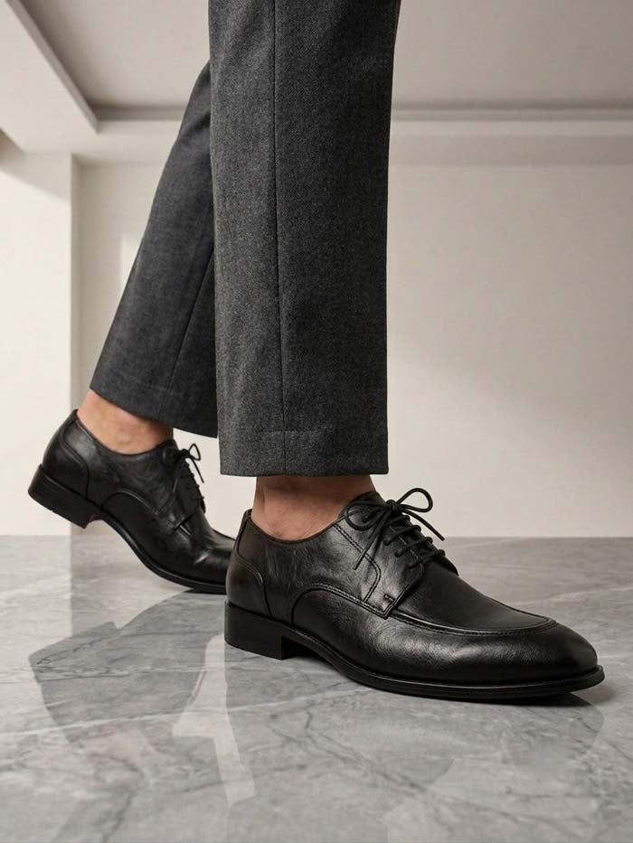 Men's Black Lace-Up Leather Shoes – SKU 027