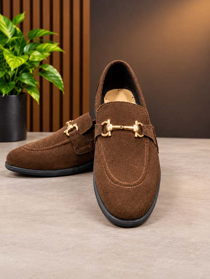 Men's Brown Suede Loafers with Rubber Sole – SP 477