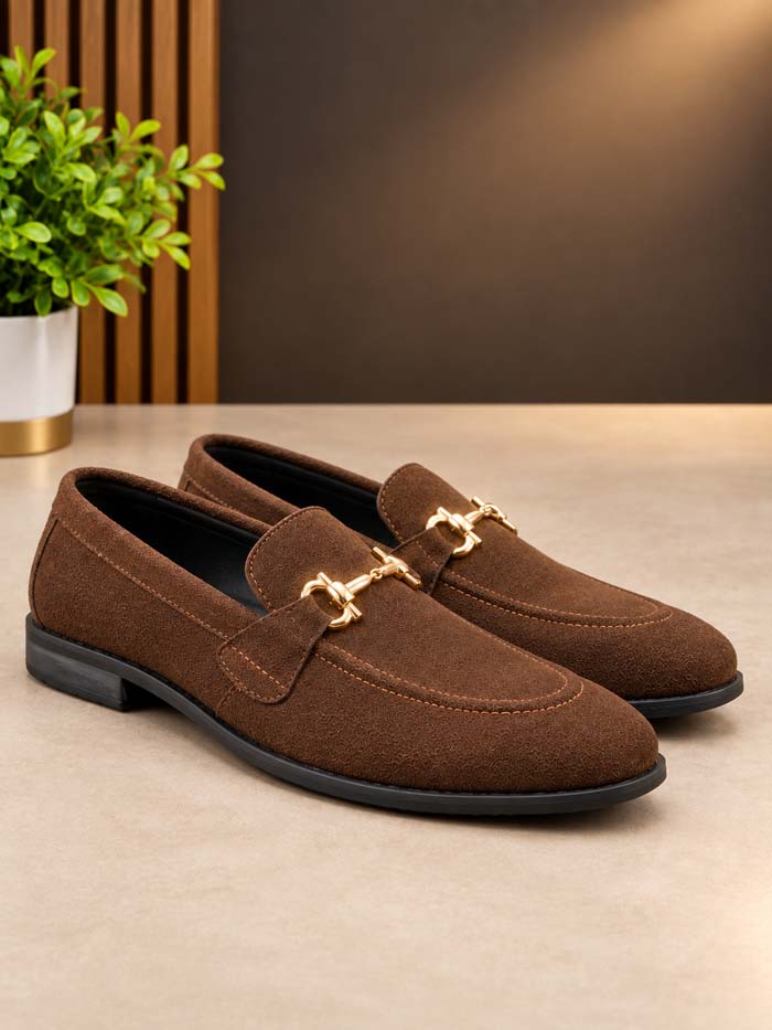 Men's Brown Suede Loafers with Rubber Sole – SP 477