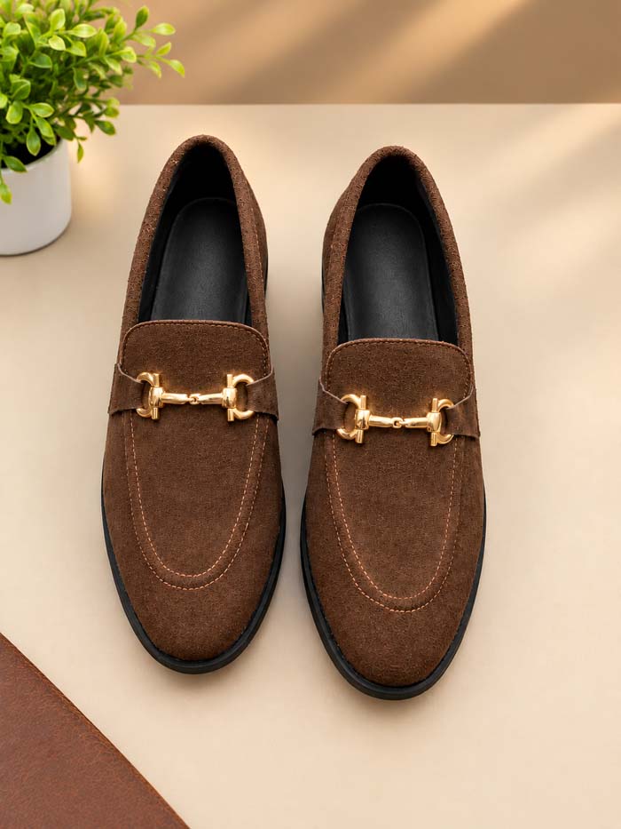 Men's Brown Suede Loafers with Rubber Sole – SP 477
