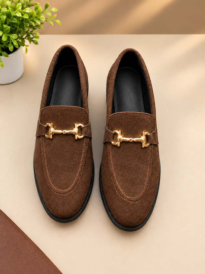Men's Brown Suede Loafers with Rubber Sole – SP 477